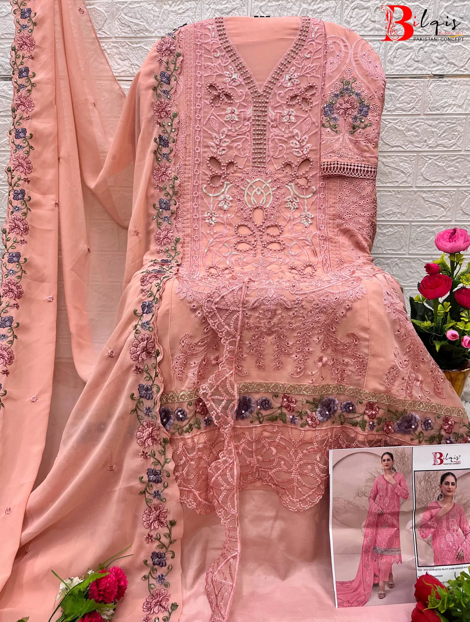 Bilqis B 98 E To H Faux Georgette Wholesale Pakistani Suits Suppliers In Mumbai